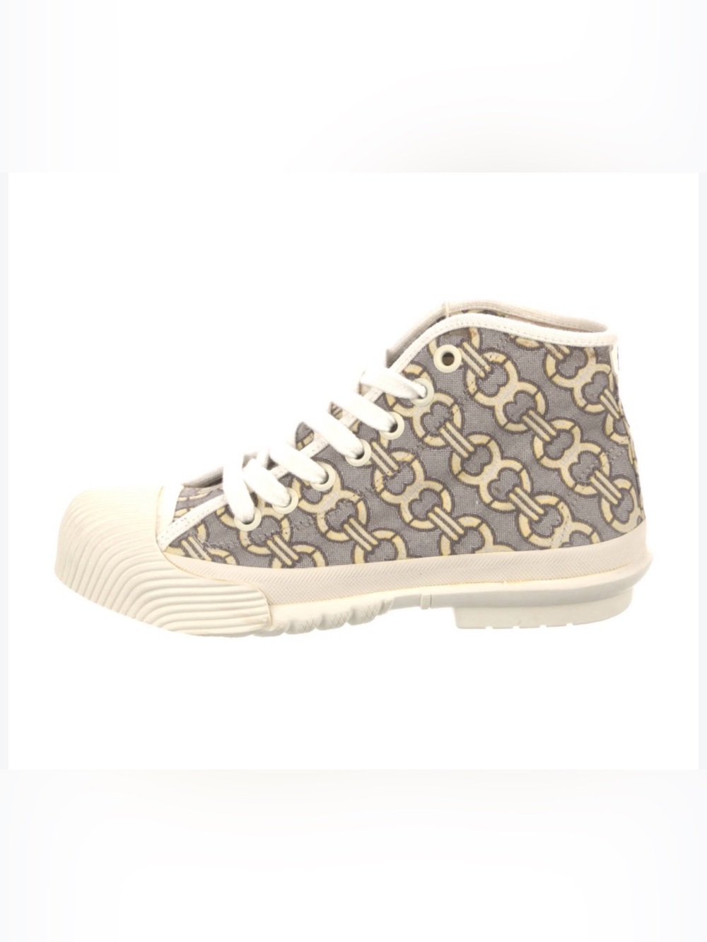 Tory Burch Gray and Cream Patterned High-Top Sneakers